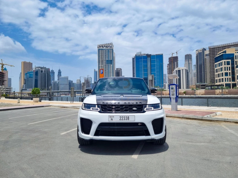 White Land Rover Range Rover Sport SVR 2020 for rent in Dubai 2