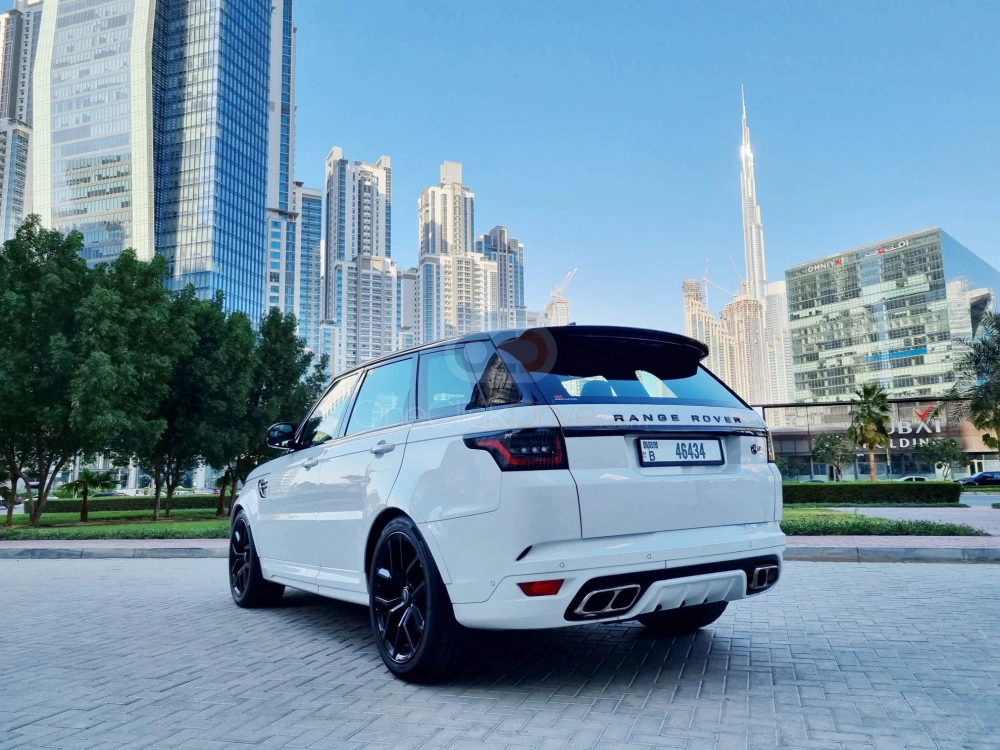 White Land Rover Range Rover Sport SVR 2020 for rent in Abu Dhabi 7