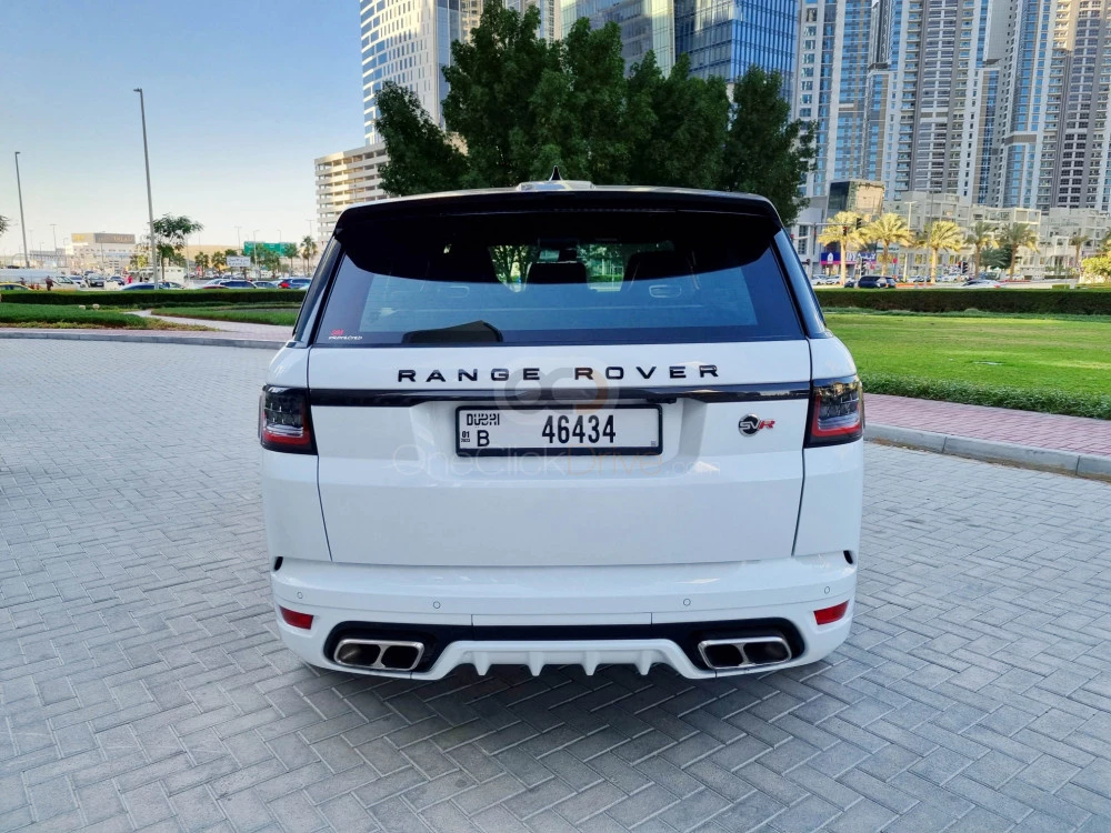 White Land Rover Range Rover Sport SVR 2020 for rent in Abu Dhabi 6