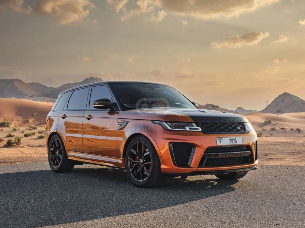 Orange Land Rover Range Rover Sport SVR 2021 for rent in Dubai 1
