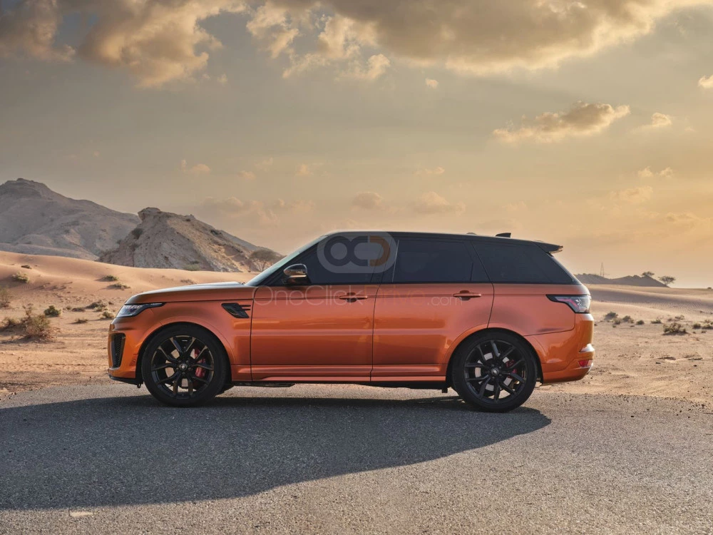 Orange Land Rover Range Rover Sport SVR 2021 for rent in Dubai 3