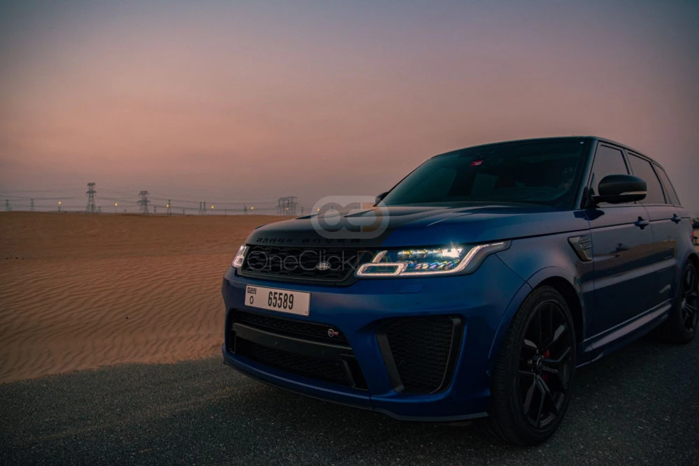 Blue Land Rover Range Rover Sport SVR 2021 for rent in Dubai 4