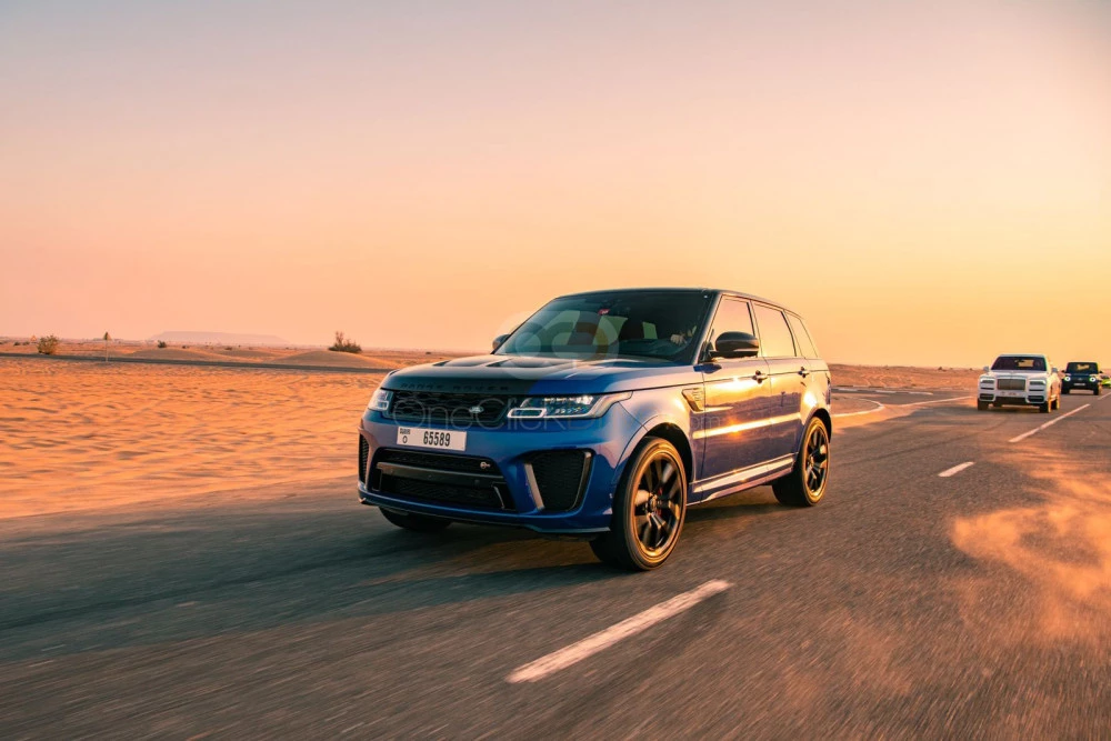Blue Land Rover Range Rover Sport SVR 2021 for rent in Dubai 1