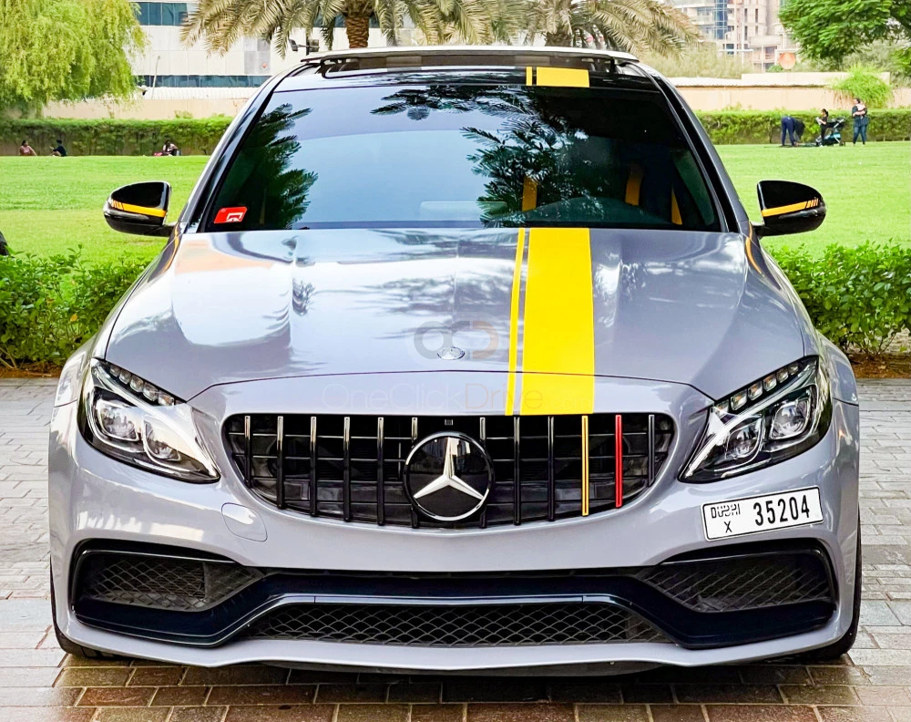 Gray Mercedes Benz AMG C63 2017 for rent in Dubai 6