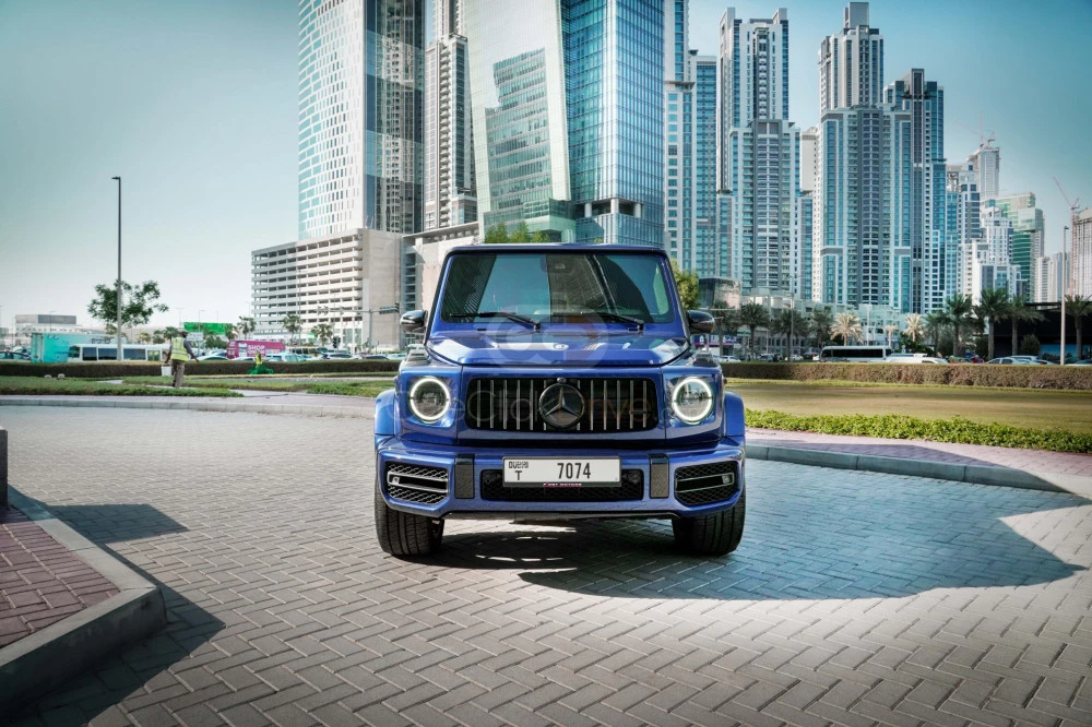 Blue Mercedes Benz AMG G63 2021 for rent in Dubai 3