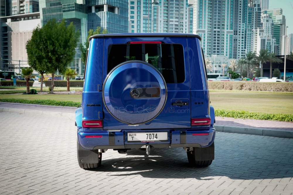 Blue Mercedes Benz AMG G63 2021 for rent in Dubai 9