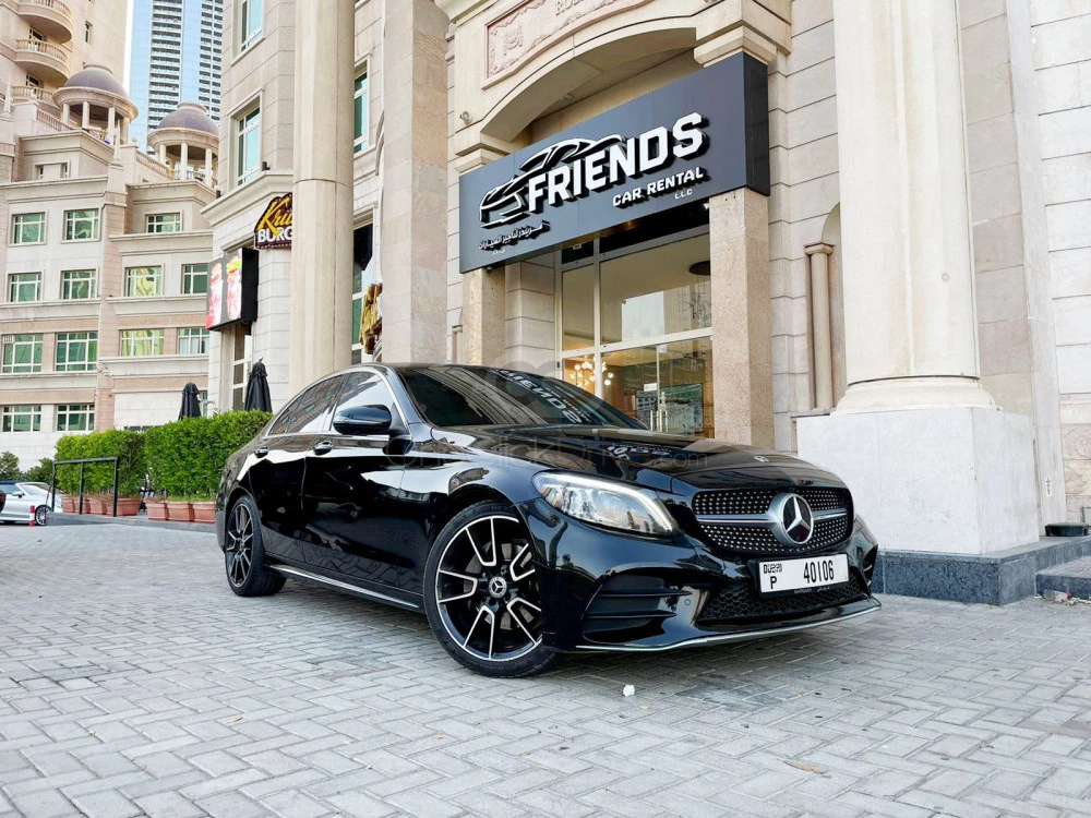 Black Mercedes Benz C200 2020 for rent in Dubai 1