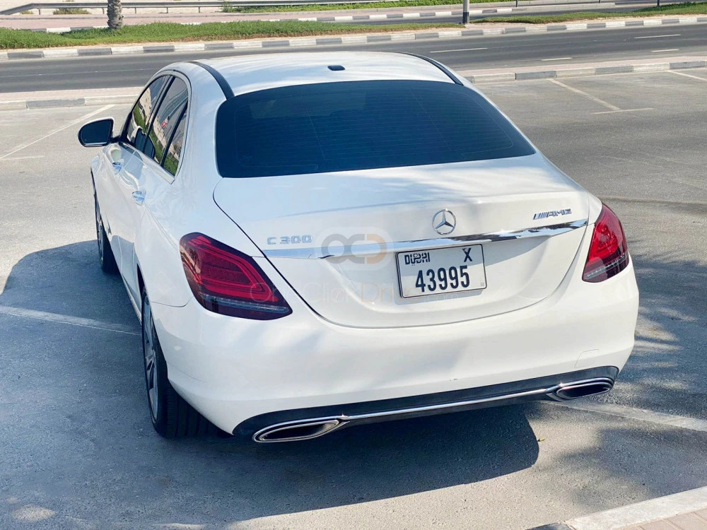 White Mercedes Benz C300 2019 for rent in Dubai 5