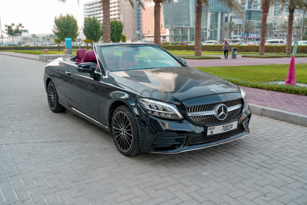 Blue Mercedes Benz C300 Convertible 2020 for rent in Dubai 3