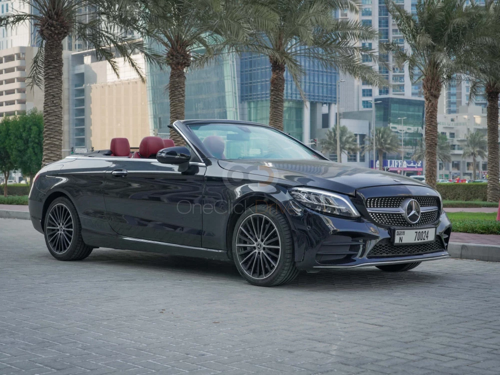 Blue Mercedes Benz C300 Convertible 2020 for rent in Dubai 7
