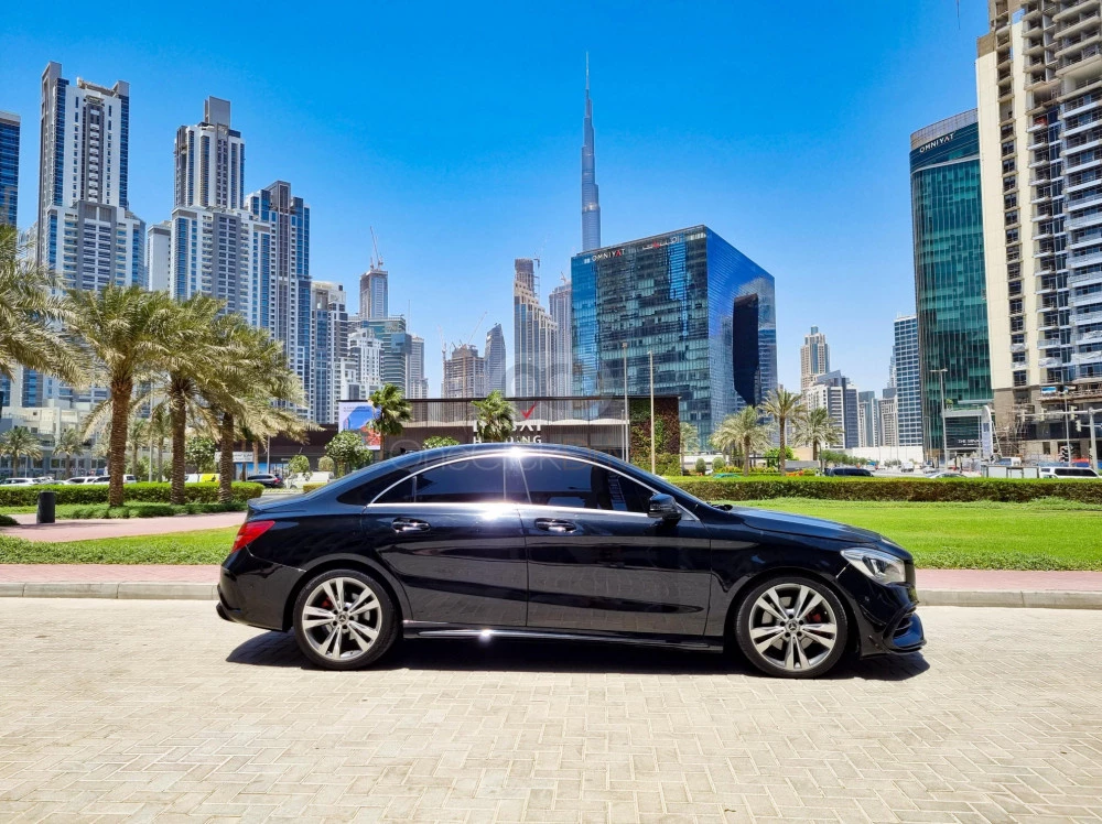 Black Mercedes Benz CLA 250 2018 for rent in Dubai 2