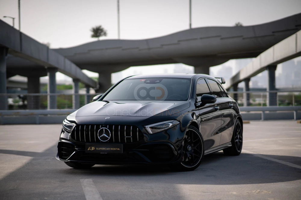Black Mercedes Benz AMG A45 2021 for rent in Dubai 1