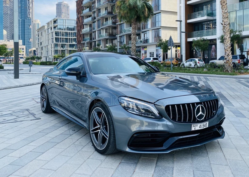Gray Mercedes Benz AMG C63 S Coupe 2020 for rent in Dubai 1