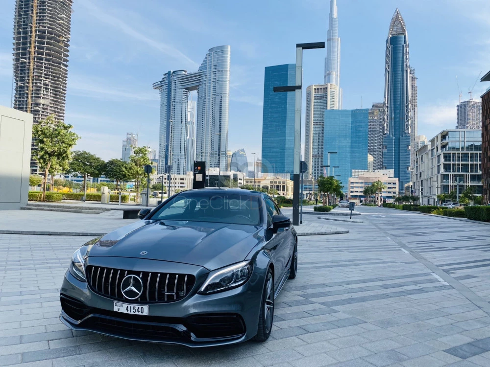Gray Mercedes Benz AMG C63 S Coupe 2020 for rent in Dubai 7