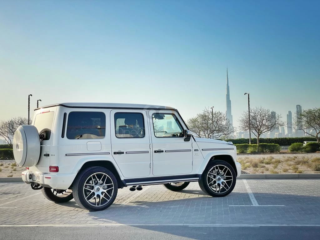 White Mercedes Benz AMG G63 2021 for rent in Dubai 3