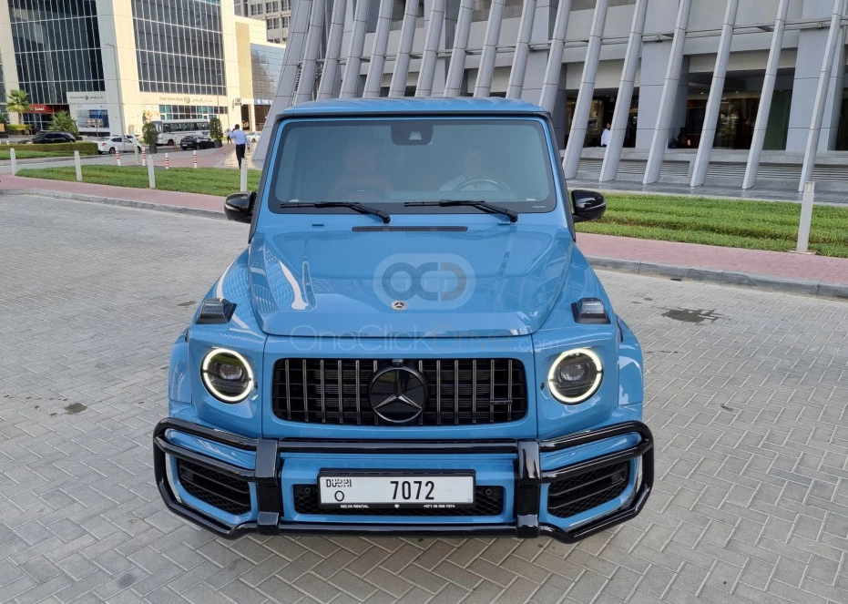 Blue Mercedes Benz AMG G63 2022 for rent in Dubai 5