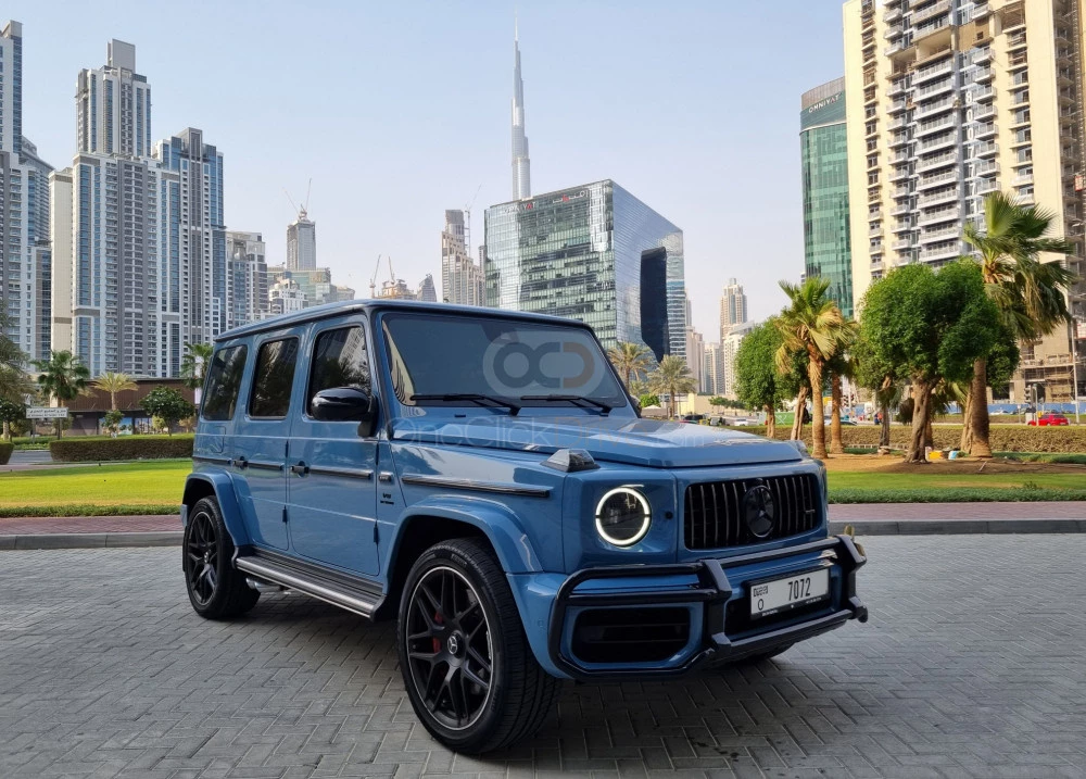 Blue Mercedes Benz AMG G63 2022 for rent in Dubai 1