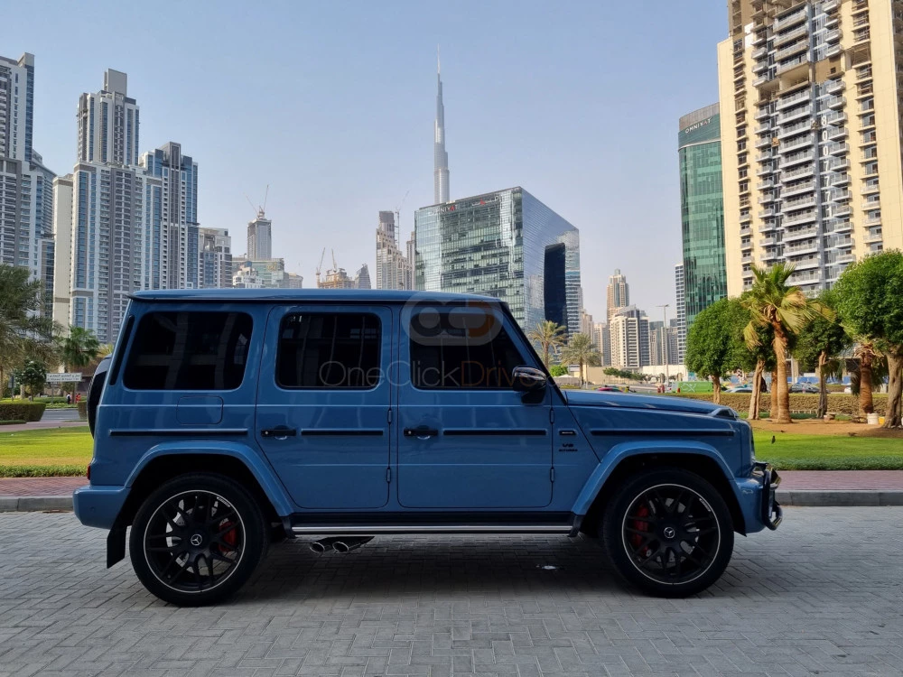 Blue Mercedes Benz AMG G63 2022 for rent in Dubai 3