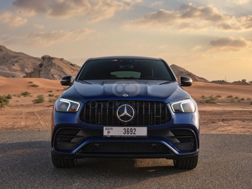 Blue Mercedes Benz AMG GLE 63 2022 for rent in Dubai 3