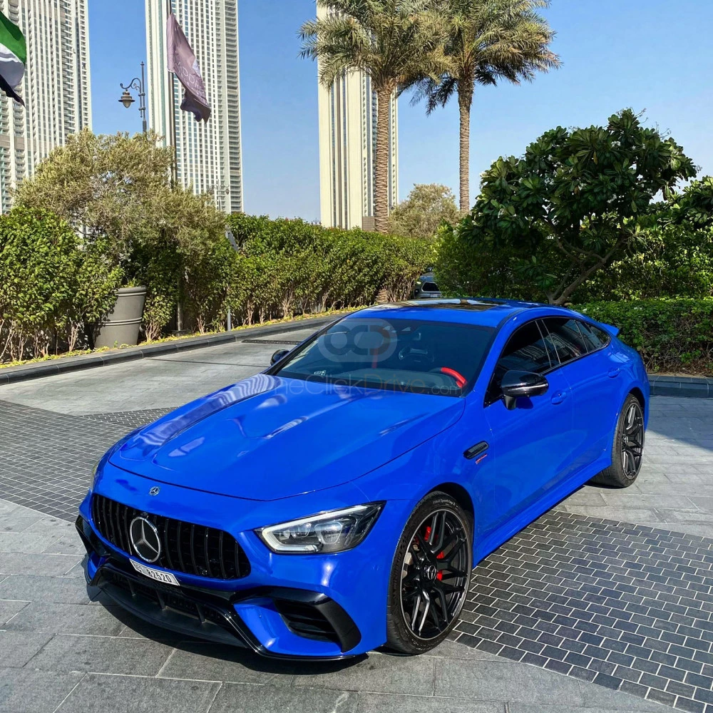 Blue Mercedes Benz AMG GT 53 2021 for rent in Dubai 2