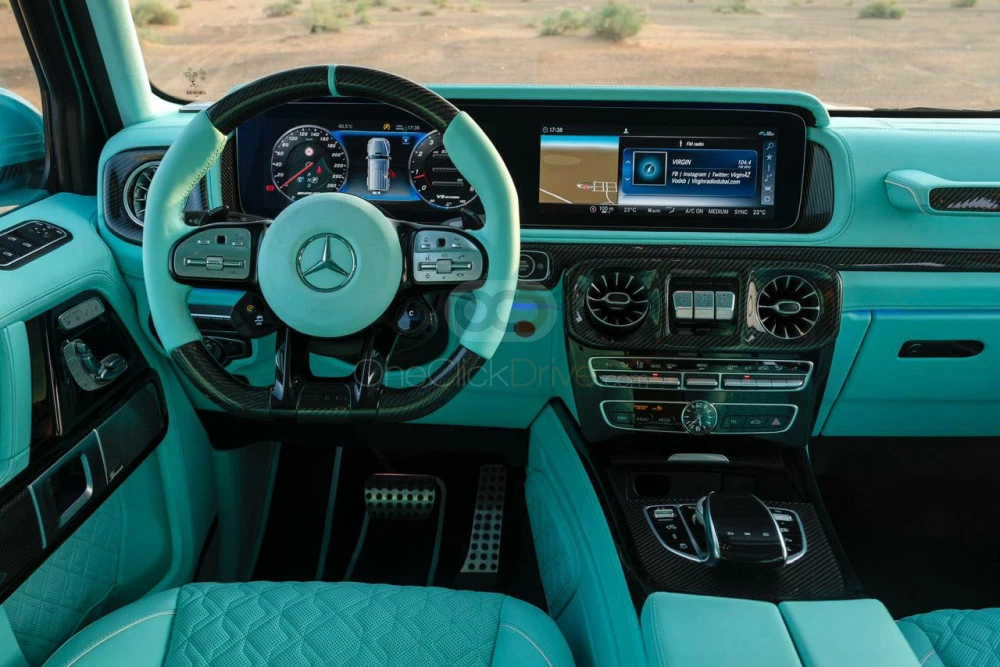 Turquoise Mercedes Benz Brabus AMG G63 2021 for rent in Dubai 4