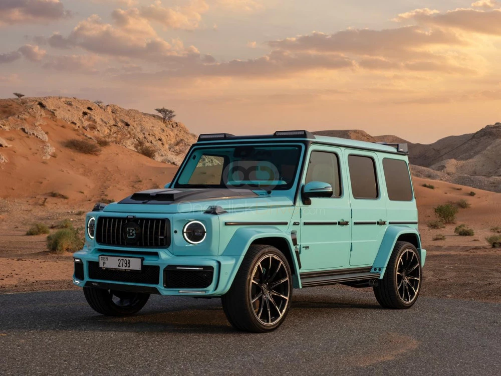 Turquoise Mercedes Benz Brabus AMG G63 2021 for rent in Dubai 3