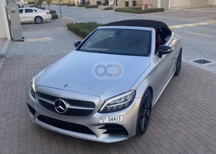 Silver Mercedes Benz C300 Convertible 2019 for rent in Dubai 4