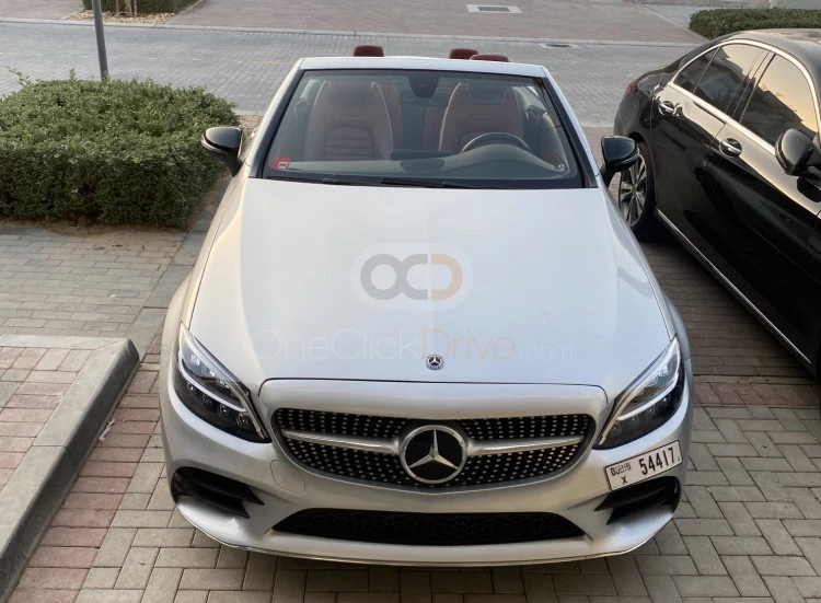 Silver Mercedes Benz C300 Convertible 2019 for rent in Dubai 8