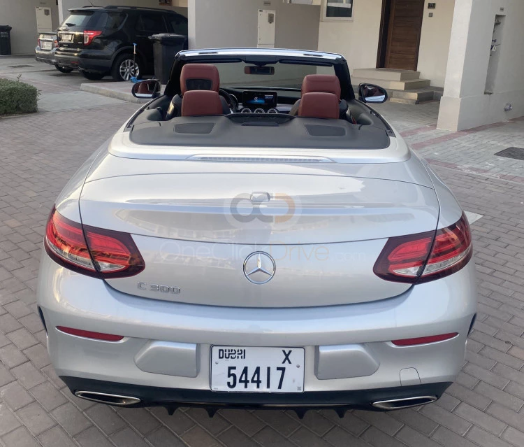 Silver Mercedes Benz C300 Convertible 2019 for rent in Dubai 6
