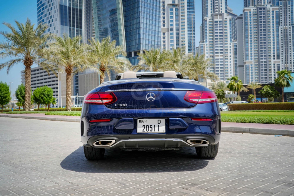 Blue Mercedes Benz C300 Convertible 2020 for rent in Dubai 13