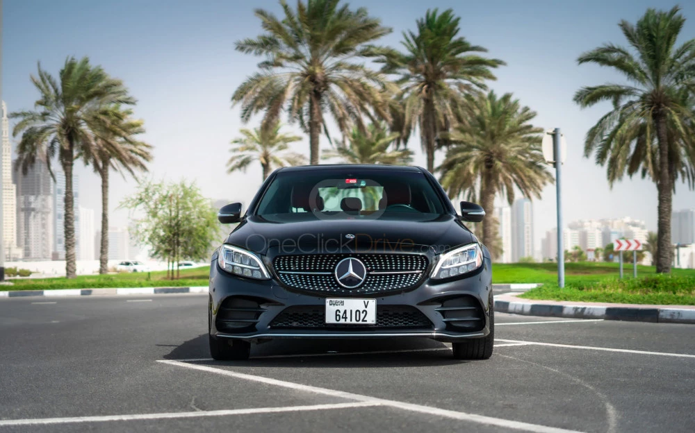 Black Mercedes Benz C300 2019 for rent in Dubai 1