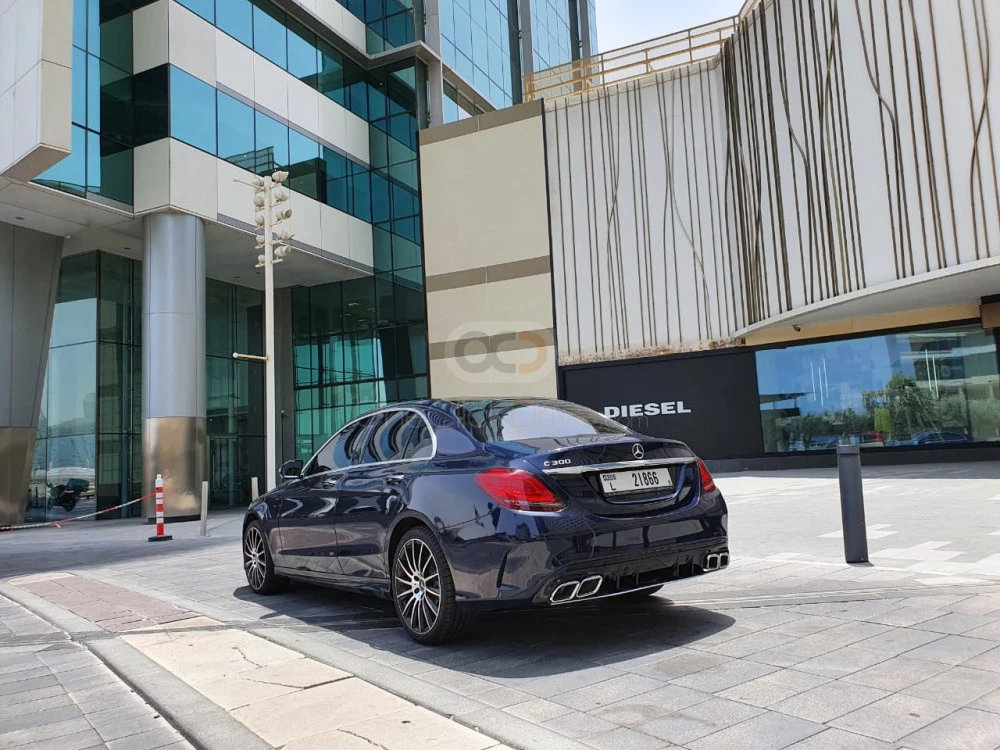 Blue Mercedes Benz C300 2020 for rent in Dubai 5