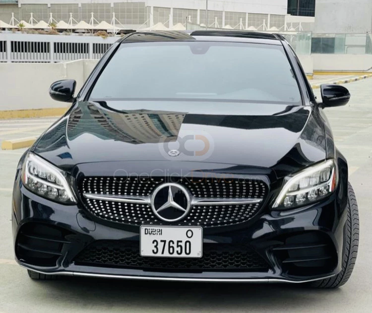 Black Mercedes Benz C300 2019 for rent in Dubai 2