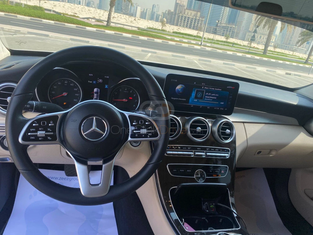 White Mercedes Benz C300 2019 for rent in Dubai 6