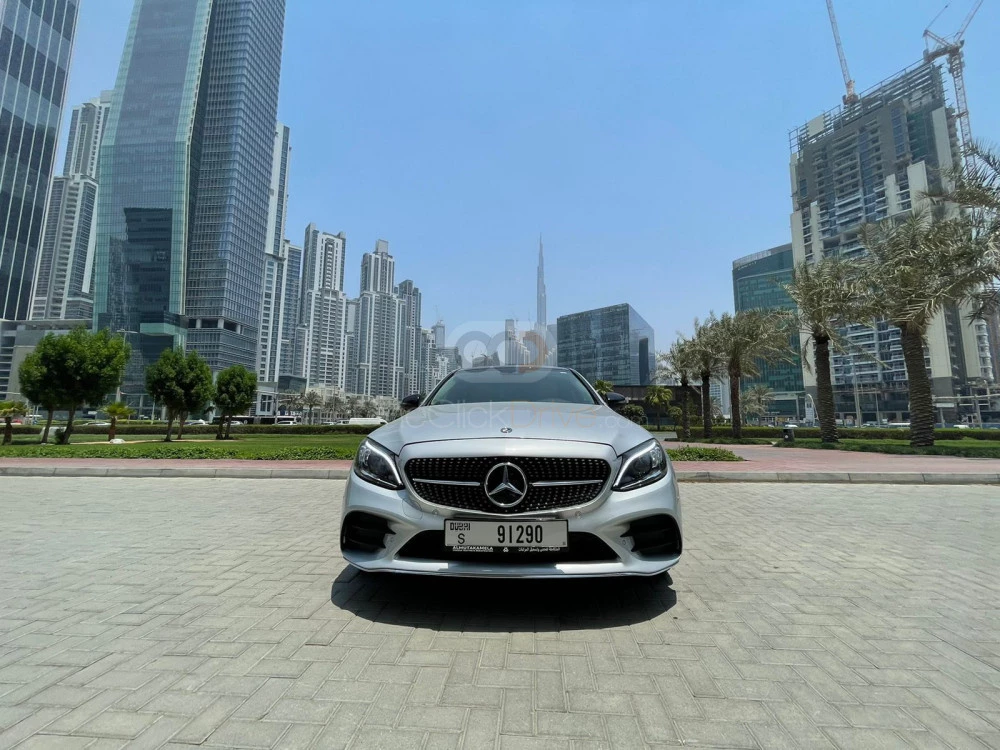 White Mercedes Benz C300 2021 for rent in Dubai 9