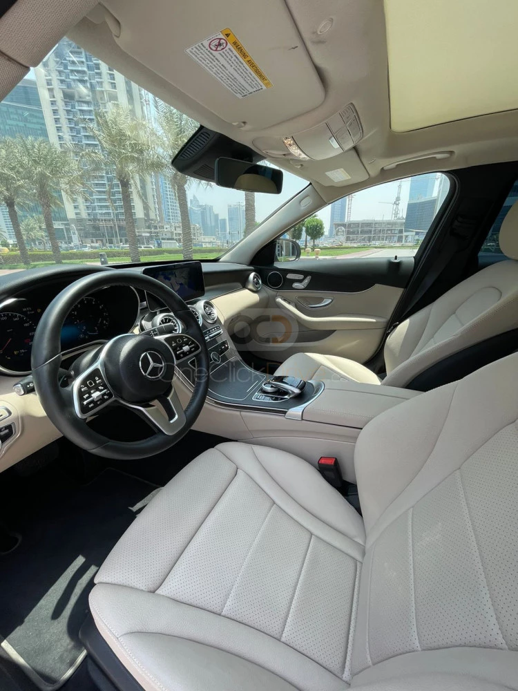 White Mercedes Benz C300 2021 for rent in Dubai 4