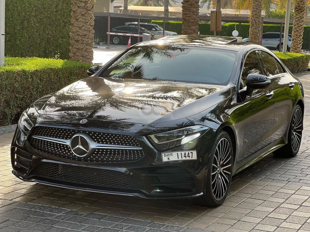 Black Mercedes Benz CLS 300d 2019 for rent in Dubai 1