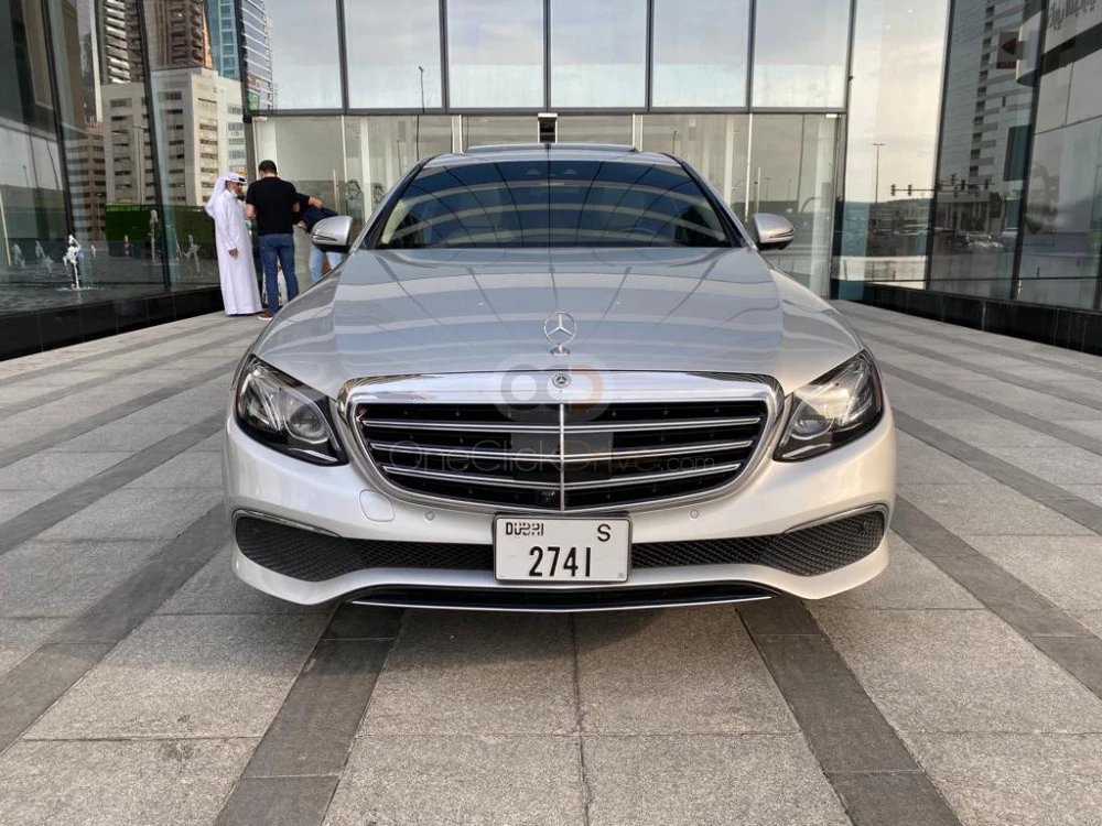 Silver Mercedes Benz E300 2018 for rent in Dubai 4