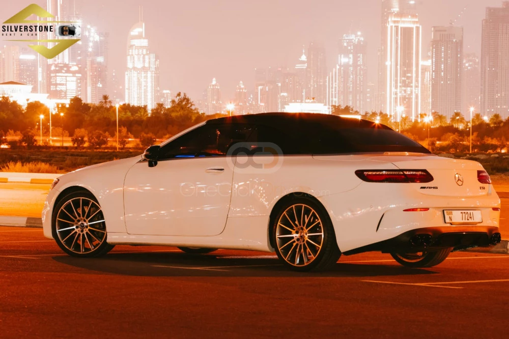 White Mercedes Benz E400 Convertible 2020 for rent in Abu Dhabi 5