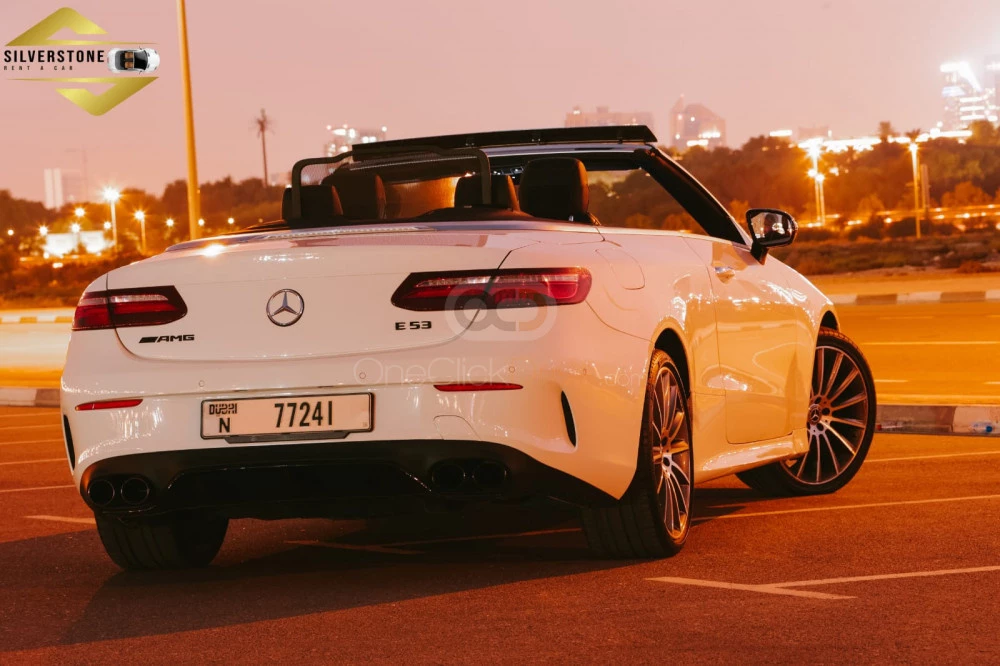 White Mercedes Benz E400 Convertible 2020 for rent in Abu Dhabi 7