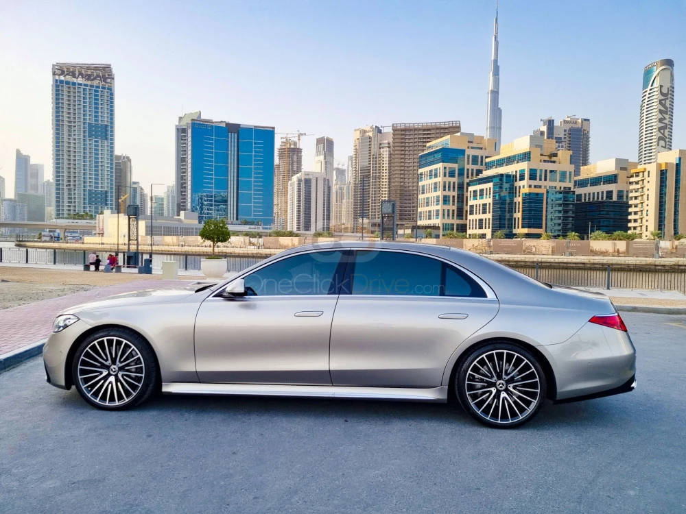 Champagne Gold Mercedes Benz S500 2021 for rent in Abu Dhabi 3