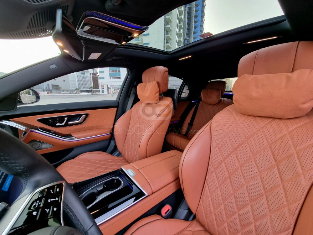 Champagne Gold Mercedes Benz S500 2021 for rent in Abu Dhabi 8