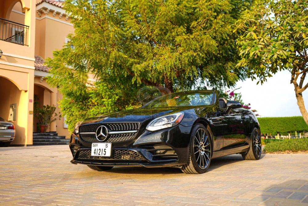 Black Mercedes Benz SLC 300 2019 for rent in Dubai 2