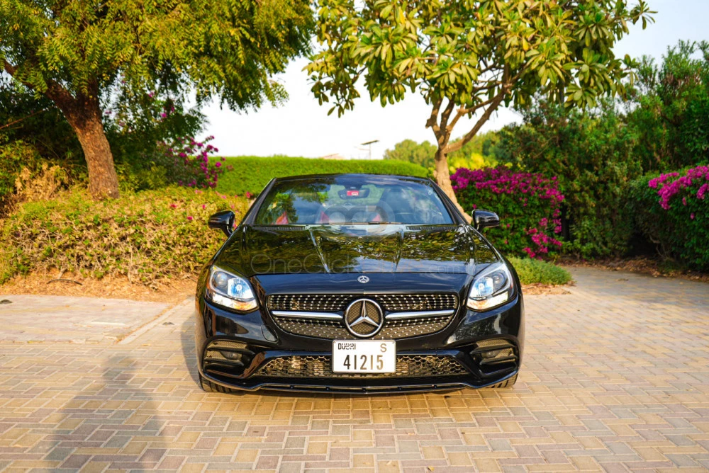 Black Mercedes Benz SLC 300 2019 for rent in Dubai 4