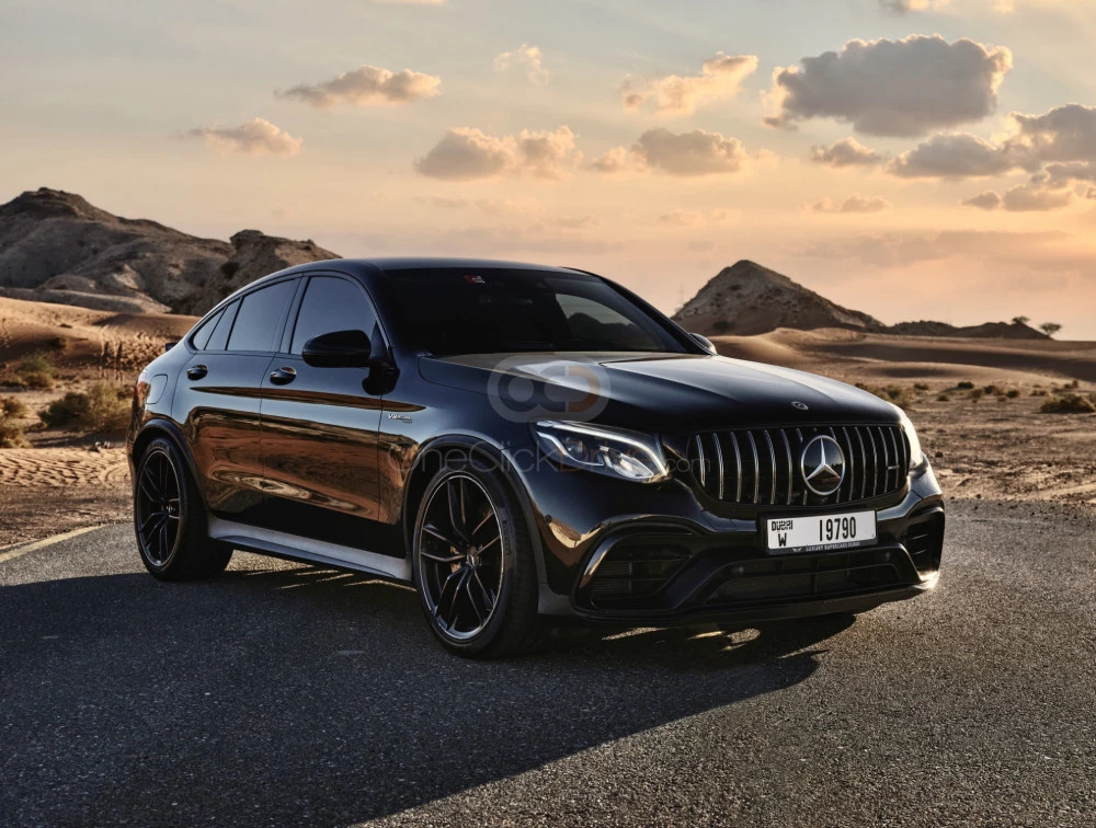 Black Mercedes Benz AMG GLC 63S Coupe 2018 for rent in Abu Dhabi 1