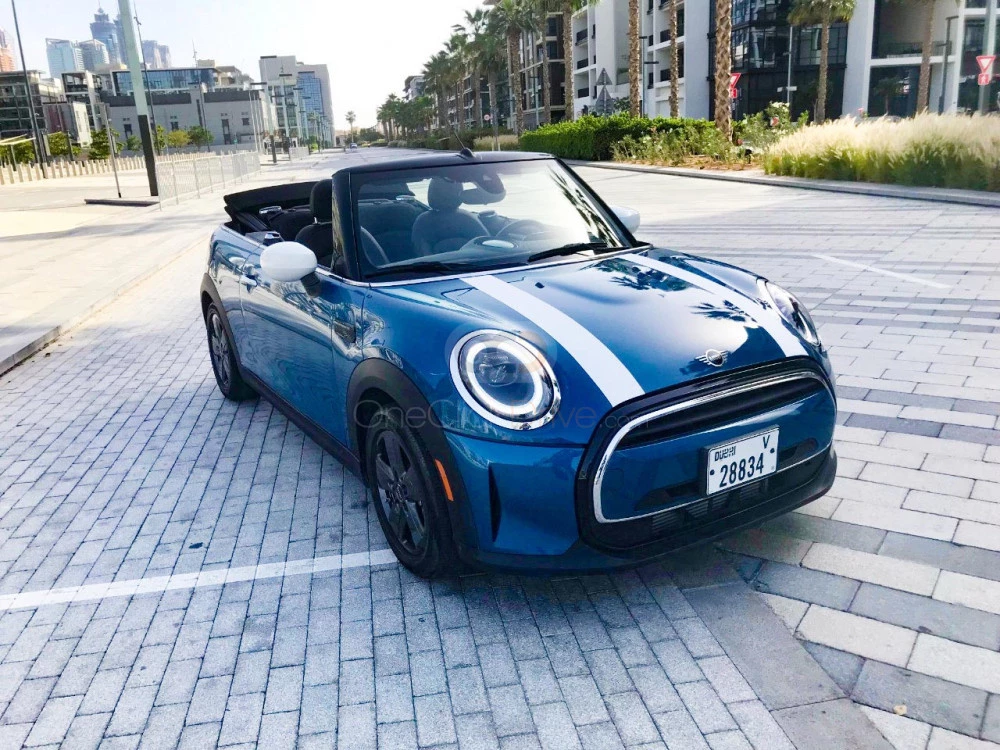 Blue Mini Cooper Convertible 2022 for rent in Dubai 1