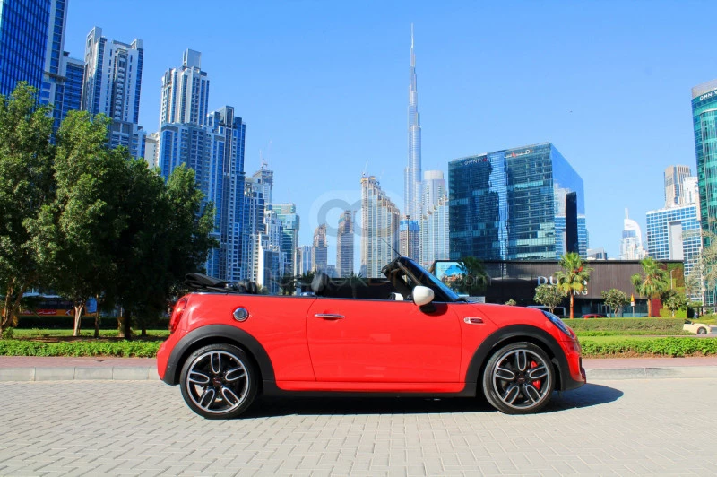 Red Mini Cooper JCW Convertible 2020 for rent in Dubai 2