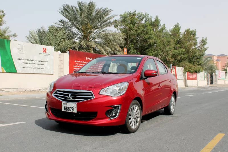 Red Mitsubishi Attrage 2019 for rent in Dubai 1