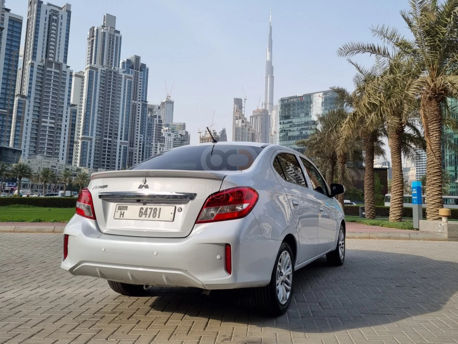 Silver Mitsubishi Attrage 2021 for rent in Dubai 2