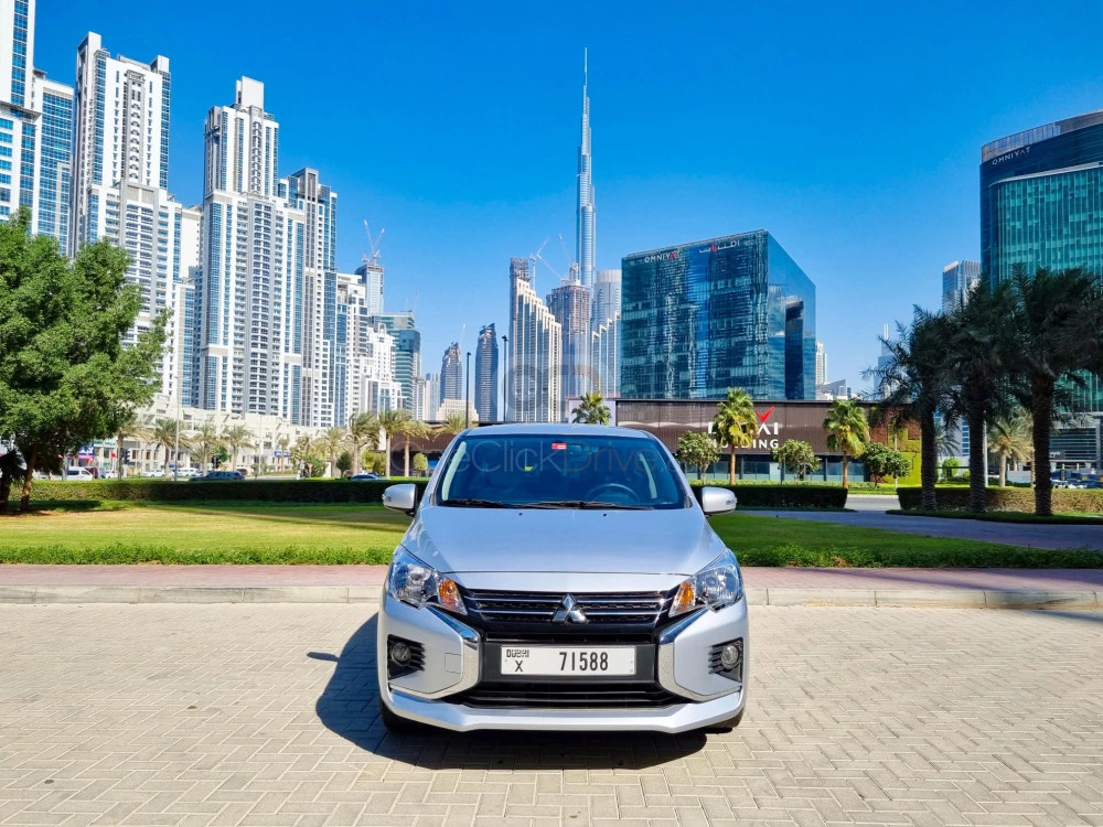 Silver Mitsubishi Attrage 2022 for rent in Dubai 2